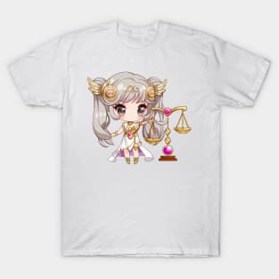 Libra Chibi Zodiac Anime Girl T-Shirt